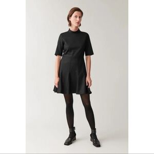 COS High-Neck Fitted-Waist Dress in Black